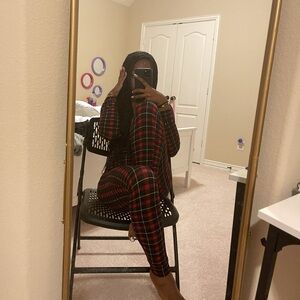 Plaid Red and Black Jumpsuit